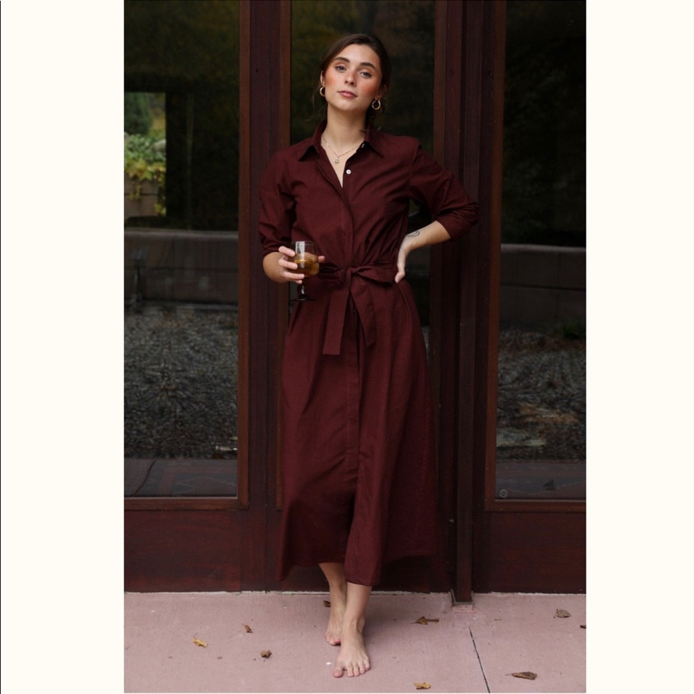 MILLE - Stella Shirt Dress in Mahogany